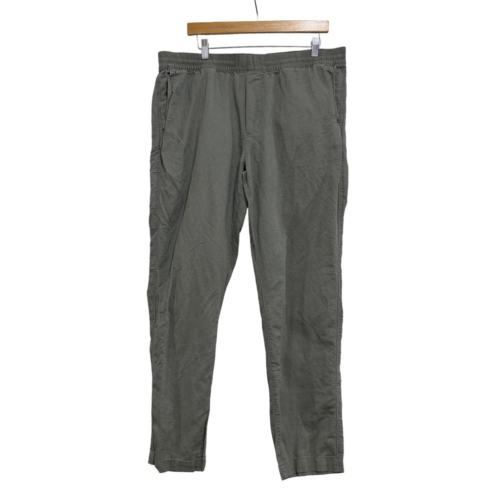 LOGG H&M Women's Olive Green Linen Cotton Blend Tapered Pull On Pants Size Large